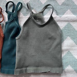 Free People Happiness Runs Long Crop in Army Green